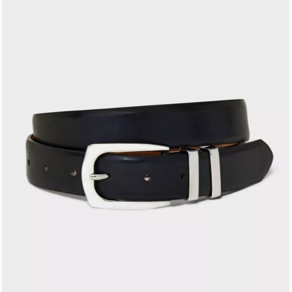 Women's Double Keeper Belt Small - A New Day Black Silver - Picture 1 of 7